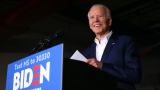 In this March 8, 2020, file photo, Democratic presidential candidate former Vice President Joe Biden speaks at a campaign event at Tougaloo College in Tougaloo, Mississippi.