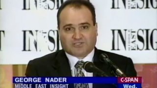 FILE - This 1998 frame from video provided by C-SPAN shows George Nader, president and editor of Middle East Insight.