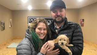 Pictured: Ivan Orlovic, wife Kelly Mack and their pup Payton