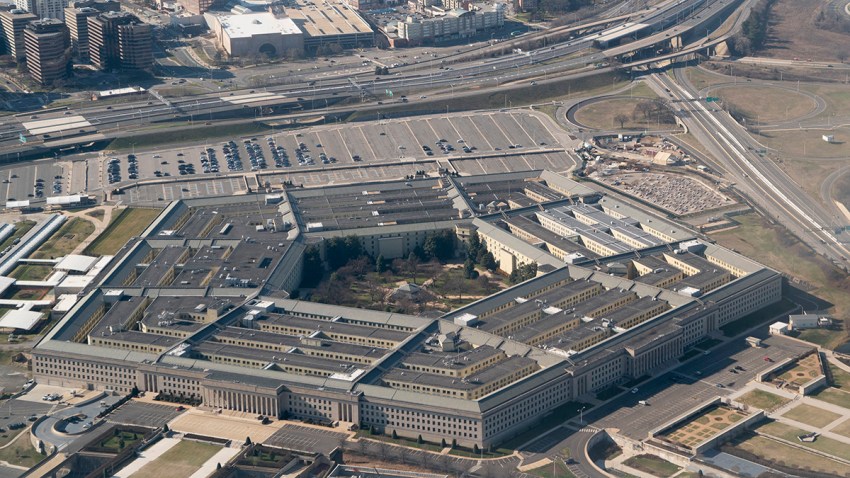 This photo taken on Feb. 9, 2020, shows the Pentagon from an airplane over Washington, D.C.