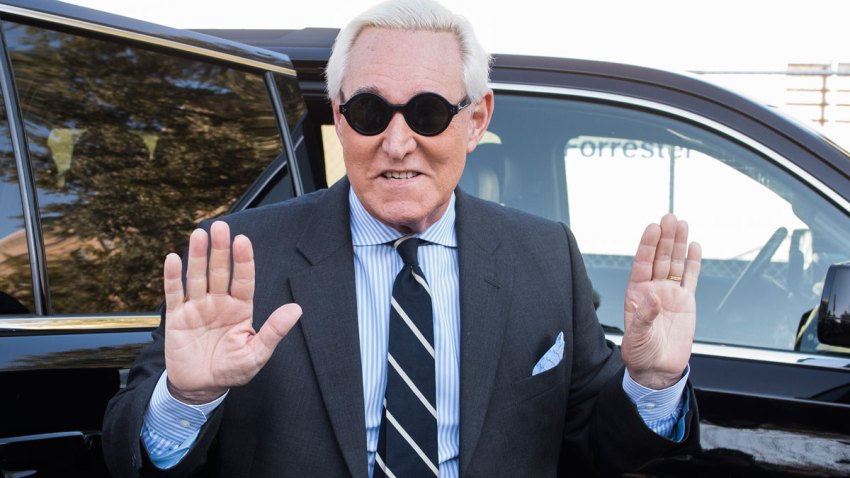 In this file photo, Roger Stone arrives at Federal Court for the second day of jury selection for his federal trial, in Washington, Wednesday, Nov. 6, 2019.