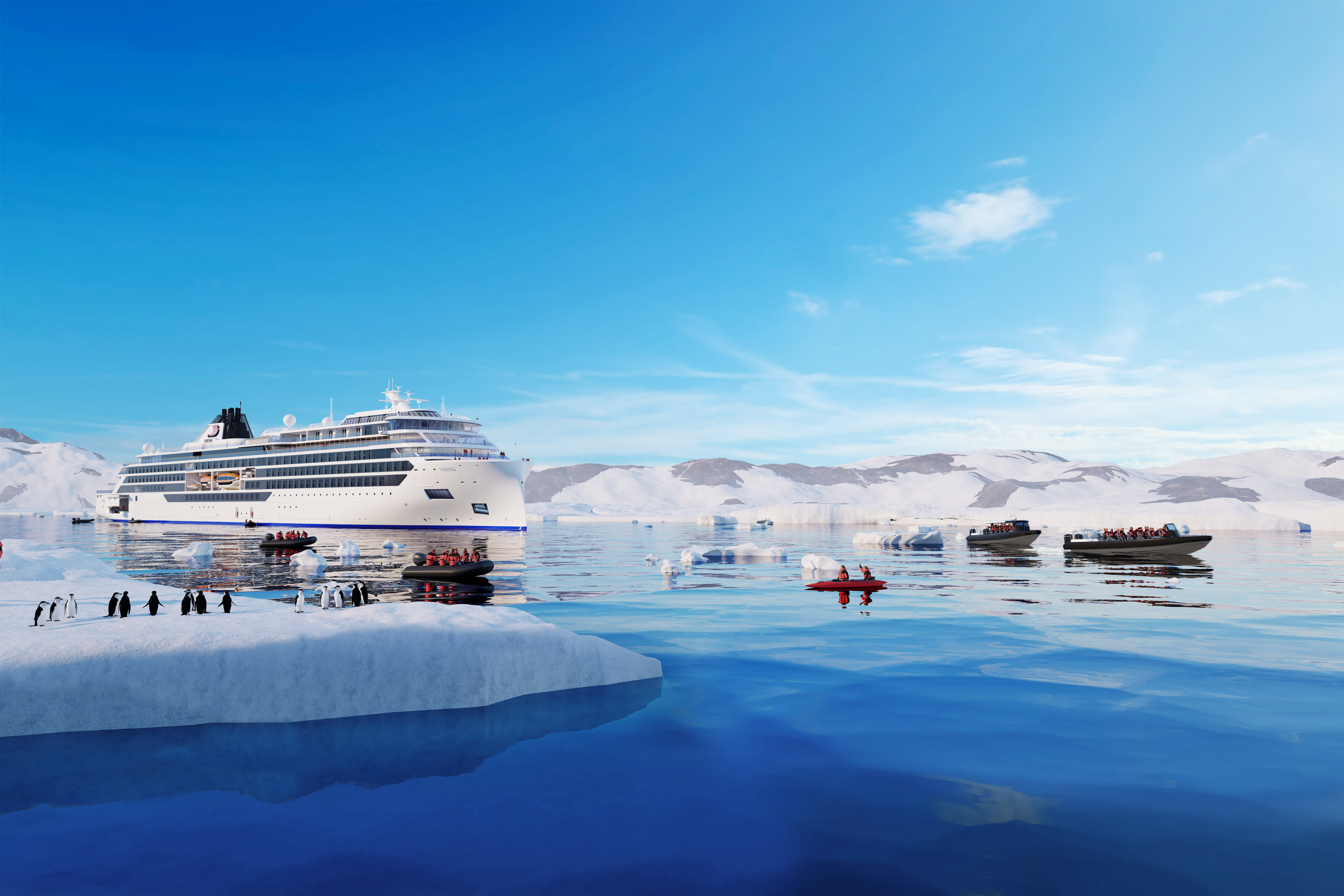 Rendering of the Viking Expedition Ship in Antarctica.