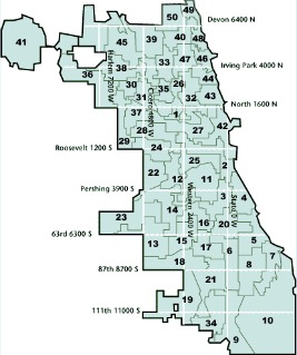 Chicago Ward Boundaries Map