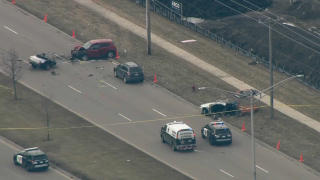 Aurora police investigate a crash that occurred during a high speed chase on February 19