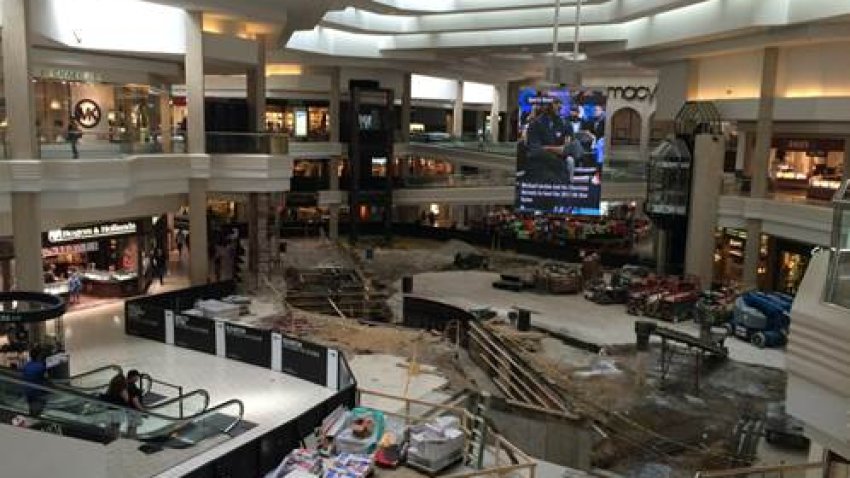 Progress is underway in the Grand Court at Woodfield Mall as part of the center’s ongoing “style evolution.”