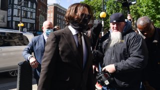 Johnny Depp arrives at the High Court in London