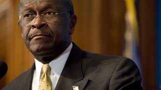 A file photo of Herman Cain, a candidate for the Republican presidential nomination, at the National Press Club in Washington, DC on October 31, 2011.