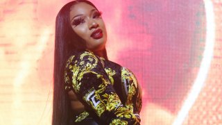 In this Feb. 1, 2020, file photo, Megan Thee Stallion performs onstage at the 2020 MAXIM Big Game Experience in Miami, Florida.