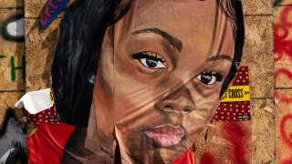 A portrait of Breonna Taylor is pasted to a building on June 25, 2020 in Minneapolis, Minnesota.