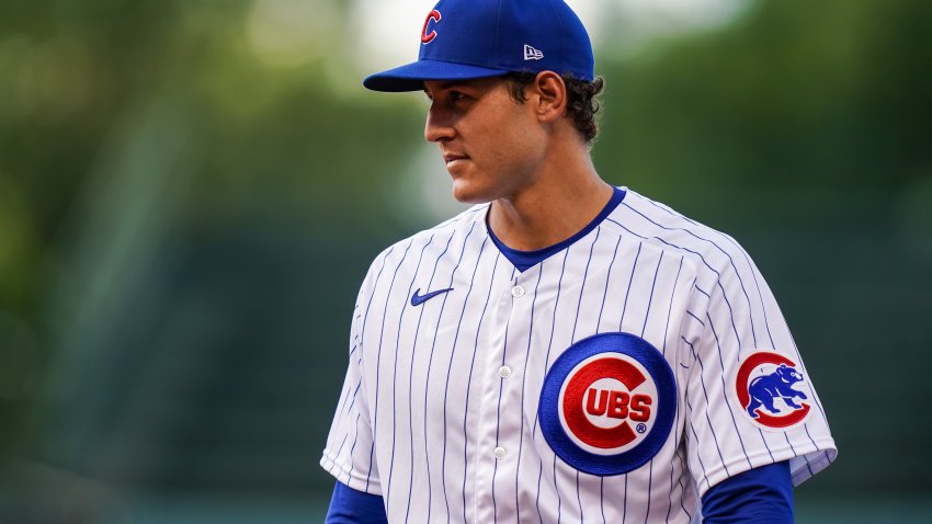 Anthony Rizzo #44 of the Chicago Cubs looks on against the Minnesota Twins