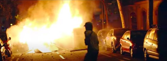 A screengrab of the video aired during the RNC segment actually shows 2019 protests in Barcelona.