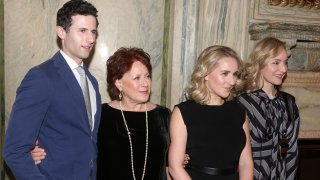 Roe Hartrampf, Judy Kaye, Jeanna de Waal and Erin Davie pose at a Meet & Greet for the new cast and creative team of the new musical "Diana" on Broadway at The Lotte New York Palace on January 30, 2020 in New York City.