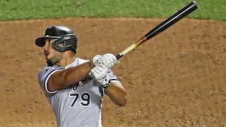 CHICAGO, ILLINOIS – AUGUST 22: Jose Abreu #79 of the Chicago White Sox hits his second home run of the game, a two run shot in the 8th inning, against the Chicago Cubs at Wrigley Field on August 22, 2020 in Chicago, Illinois. (Photo by Jonathan Daniel/Getty Images)
