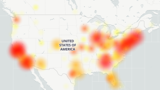 The website Down Detector, which tracks online service outages, shows a heat map of where Zoom outages are being reported in the U.S.