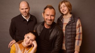 Sean Durkin, Oona Roche, Jude Law, and Charlie Shotwell from "The Nest" pose for a portrait