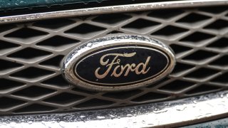 KRAKOW, POLAND - 2020/07/18: A logo of Ford, an American multinational automobile manufacturer, seen on a parked car in Krakow.
