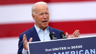 In this Sept. 9, 2020, file photo, Democratic presidential nominee and former Vice President Joe Biden delivers remarks in the parking lot outside the United Auto Workers Region 1 offices in Warren, Michigan.