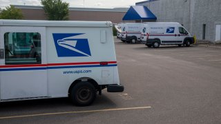United States Post Office, Mail delivery trucks, Roseville, Minnesota.