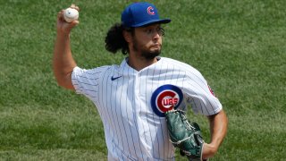 Yu Darvish delivers a pitch against the White Sox