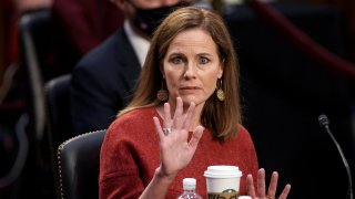 Supreme Court nominee Judge Amy Coney Barrett testifies during her confirmation hearing before the Senate Judiciary Committee on Capitol Hill in Washington, DC, on October 13, 2020.