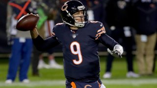 CHICAGO, ILLINOIS – OCTOBER 08: Nick Foles #9 of the Chicago Bears throws a pass in the second quarter against the Tampa Bay Buccaneers at Soldier Field on October 08, 2020 in Chicago, Illinois. (Photo by Jonathan Daniel/Getty Images)