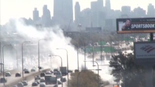 An IDOT highway camera captured smoke pouring from a fire at an encampment under the Kennedy Expressway on October 5.
