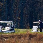 President Donald Trump participates in a round of golf at the Trump National Golf Course on Saturday, Nov. 7, 2020, in Sterling, Va.