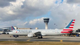 American Airlines Airbus A320-211 on the tarmac at Philadelphia International Airport (PHL) in Philadelphia, Pennsylvania.