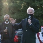 Democratic presidential nominee Joe Biden and former U.S. President Barack Obama make a stop at a canvass kickoff event at Birmingham Unitarian Church on Oct. 31, 2020 in Bloomfield Hills, Michigan.