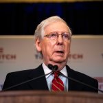 Senate Majority Leader Mitch McConnell (R-KY), gives election remarks at the Omni Louisville Hotel on November 4, 2020 in Louisville, Kentucky.