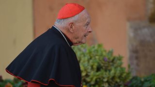 Cardinal Edgar Theodore McCarrick arrives for talks ahead of a conclave to elect a new pope on March 4, 2013, at the Vatican.