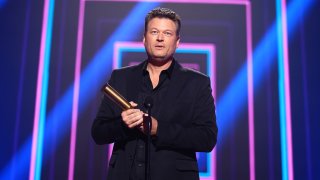 In this image released on November 15, Blake Shelton, The Country Artist of 2020, accepts the award onstage for the 2020 E! People's Choice Awards held at the Barker Hangar in Santa Monica, California and on broadcast on Sunday, November 15, 2020.