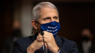 Anthony Fauci, director of the National Institute of Allergy and Infectious Diseases, sits ahead of a Senate Health Education Labor and Pensions Committee hearing in Washington, D.C., U.S., on Wednesday, Sept. 23, 2020.