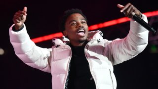 In this June 21, 2019, file photo, rapper Roddy Ricch performs onstage during the 7th Annual BET Experience at Staples Center in Los Angeles, California.