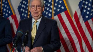 Senate Majority Leader Mitch McConnell (R-KY) speaks to the media on Capitol Hill July 21, 2020 in Washington, DC. (Photo by Tasos Katopodis/Getty Images)