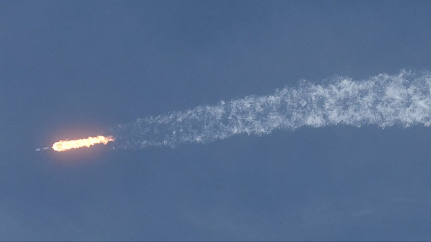 As seen from the beach at Canaveral National Seashore, a SpaceX Falcon 9 rocket with the Dragon spacecraft leaves a trail after launching from pad 39A at the Kennedy Space Center on December 6, 2020 in Cape Canaveral, Florida. The cargo mission will deliver over 6,400 pounds of crew supplies and research experiments to the International Space Station.