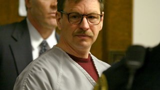 SEATTLE - DECEMBER 18: Gary Ridgway prepares to leave the courtroom where he was sentenced in King County Washington Superior Court December 18, 2003 in Seattle, Washington. Ridgway received 48 life sentences, with out the possibility of parole, for killing 48 women over the past 20 years in the Green River Killer serial murder case.