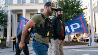 Enrique Tarrio, leader of the Proud Boys, a far-right group, is seen at a "Stop the Steal" rally against the results of the U.S. Presidential election outside the Georgia State Capitol on November 18, 2020 in Atlanta, Georgia.