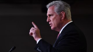 In this Jan. 21, 2021, file photo, U.S. House Minority Leader, Kevin McCarthy, Republican of California, speaks during his weekly press briefing on Capitol Hill in Washington, D.C.
