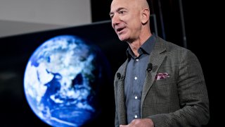 Jeff Bezos, founder and chief executive officer of Amazon, speaks in Washington, D.C., on Sept. 19, 2019.