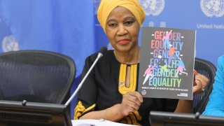 Phumzile Mlambo-Ngcuka, Executive Director, UN Women, ahead of International Women's Day on 8 March launched a report, Womens Rights in Review 25 years after Beijing, a comprehensive stock-take on the implementation of the Beijing Platform for Action at the United Nations, March 5, 2020.