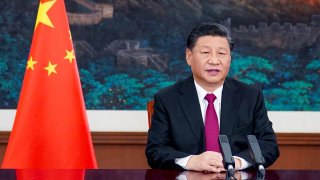 Chinese President Xi Jinping attends the World Economic Forum WEF Virtual Event of the Davos Agenda and delivers a special address via video link in Beijing, capital of China, Jan. 25, 2021.