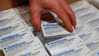 Johnson & Johnson’s coronavirus disease (COVID-19) vaccines are seen at Northwell Health’s South Shore University Hospital in Bay Shore, New York, March 3, 2021.