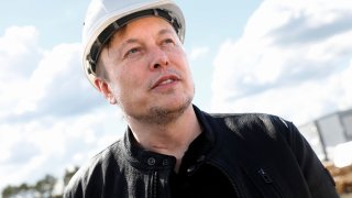 SpaceX founder and Tesla CEO Elon Musk looks on as he visits the construction site of Tesla’s gigafactory in Gruenheide, near Berlin, Germany, May 17, 2021.