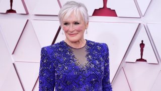 Glenn Close arrives at the Oscars on Sunday, April 25, 2021, at Union Station in Los Angeles.