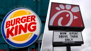 Burger King sign (left), Chick-fil-a sign (right).