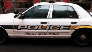 CHICAGO – MARCH 16: An Illinois State Police car, sits out the James R. Thompson Center in Chicago, Illinois on MARCH 16, 2013. (Photo By Raymond Boyd/Michael Ochs Archives/Getty Images)