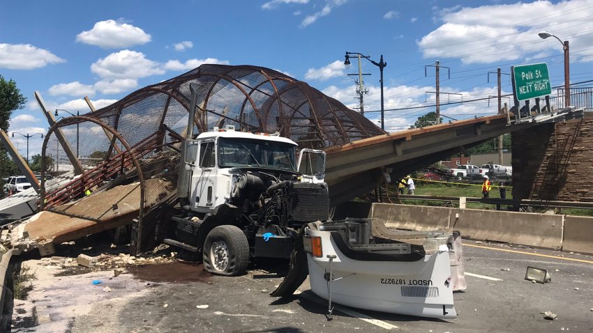 A bridge at Kenilworth Avenue and Polk Street NE that’s over DC-295 collapsed Wednesday, authorities say.