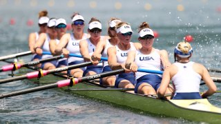 United States compete during the Women's Eight Heat 2