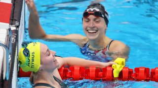 Ariarne Titmus and Katie Ledecky